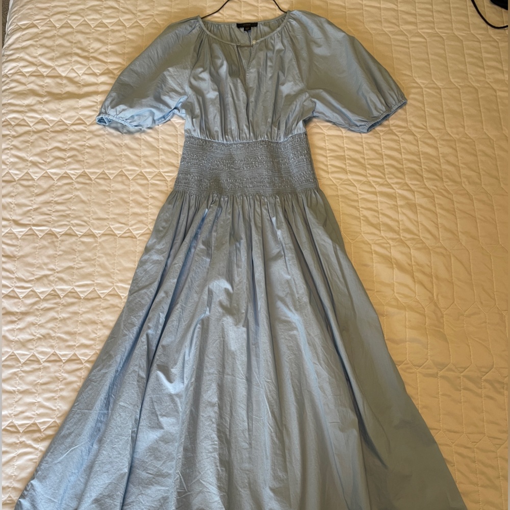 J Crew 100% Cotton Puff-sleeve smocked-waist midi dress XXS - Picture 4 of 8